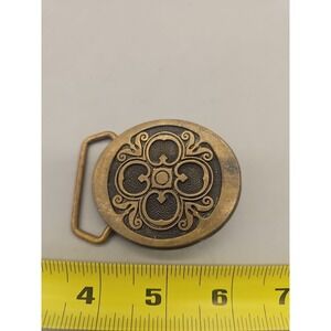 Solid Brass 1978 BTS Paisley Swirl Abstract Geometric Hippie Vintage Belt Buckle